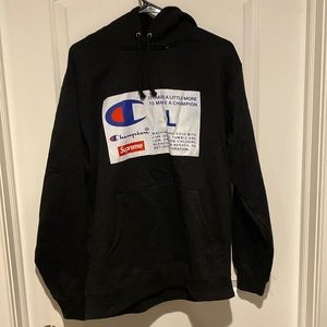 Used supreme X champion hoodie size large